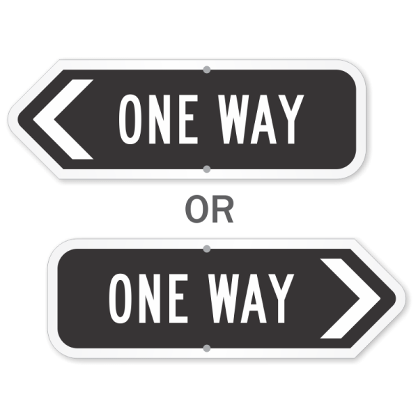 two black and white arrow stickers with one way or the other way