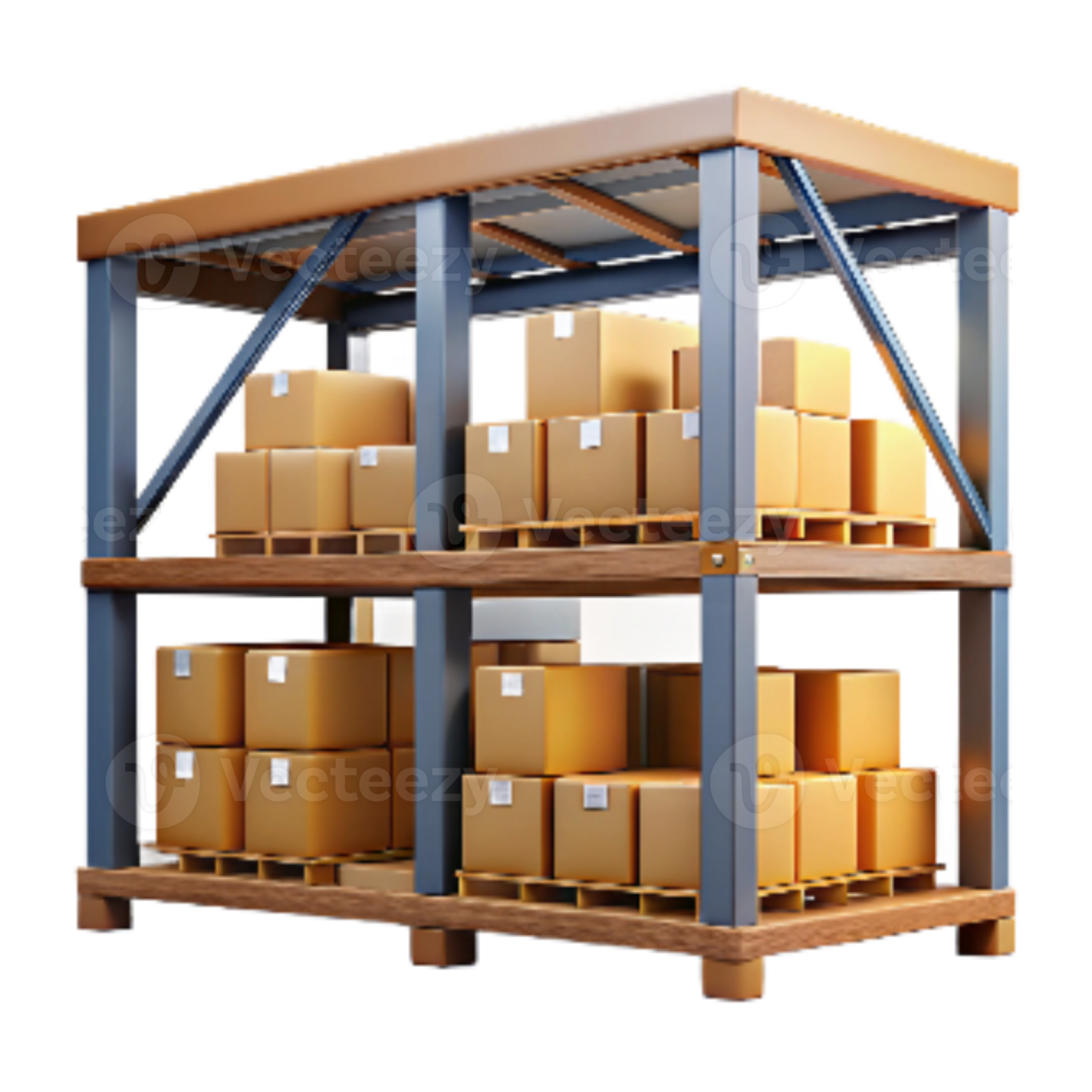 a large stack of cardboard boxes in a warehouse