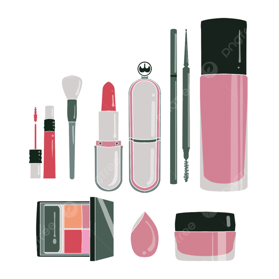 a set of cosmetics and makeup products