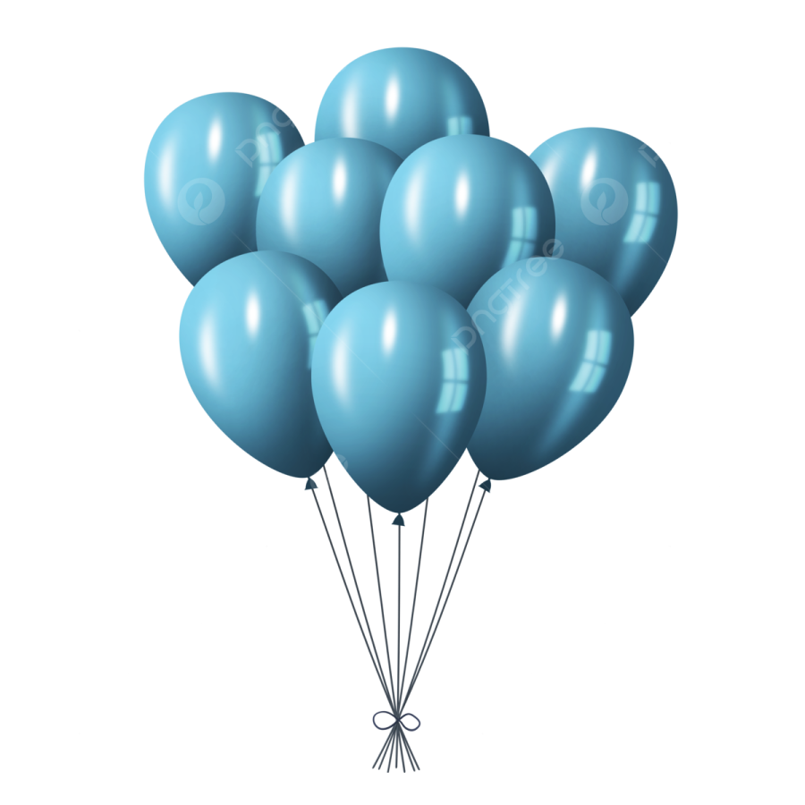 a bunch of blue balloons