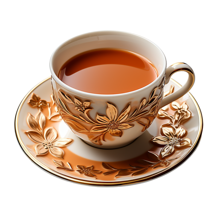a cup of tea on a saucer
