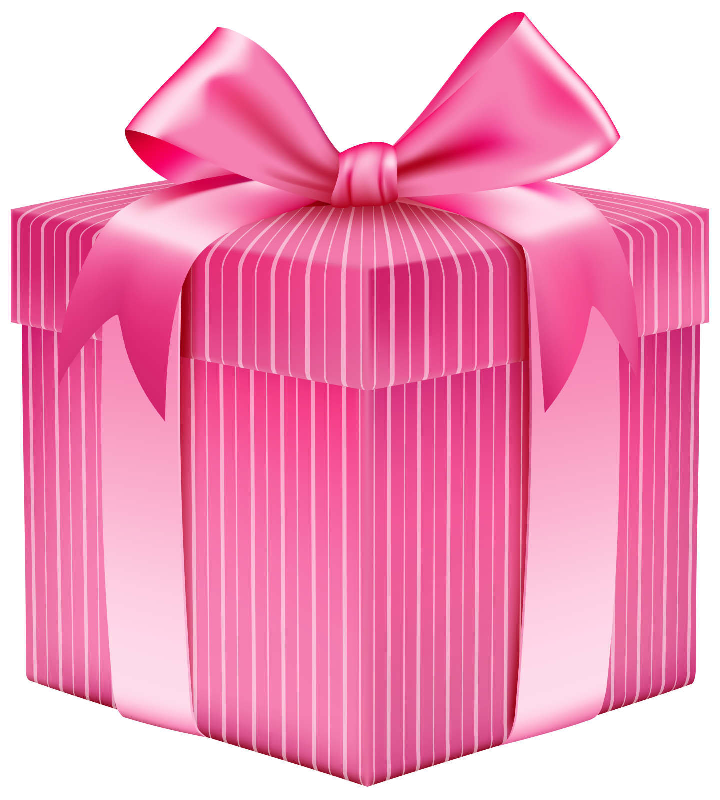 a pink gift box with a bow