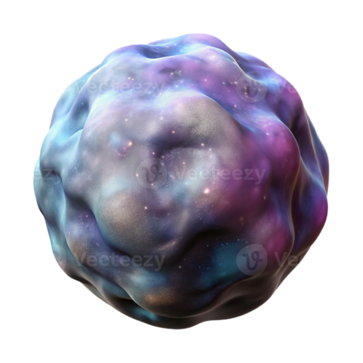 a purple and blue sphere with stars on it