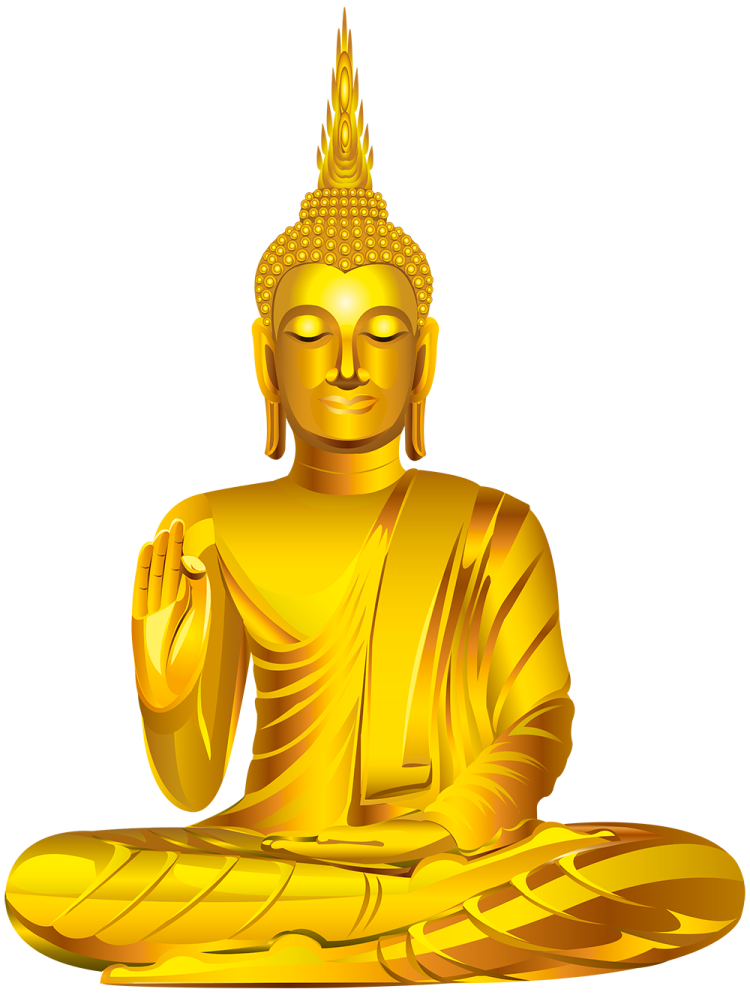a golden buddha statue on a white background