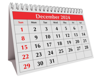 a calendar with the word december on it