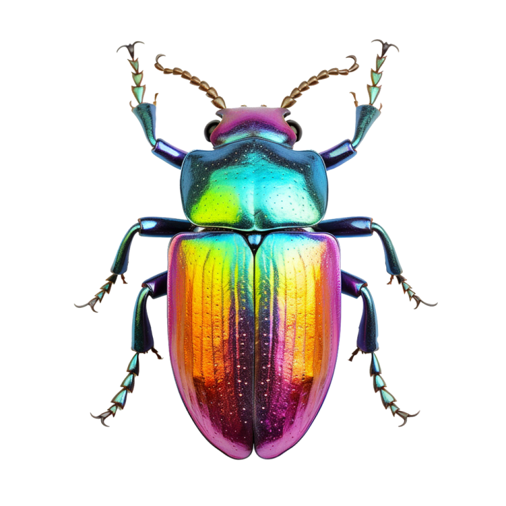 a colorful beetle on a white background