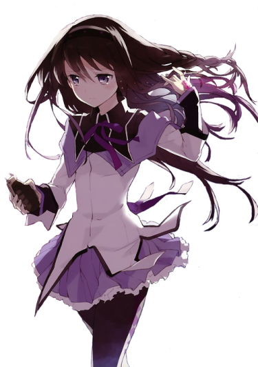 an anime girl with long hair and a purple dress