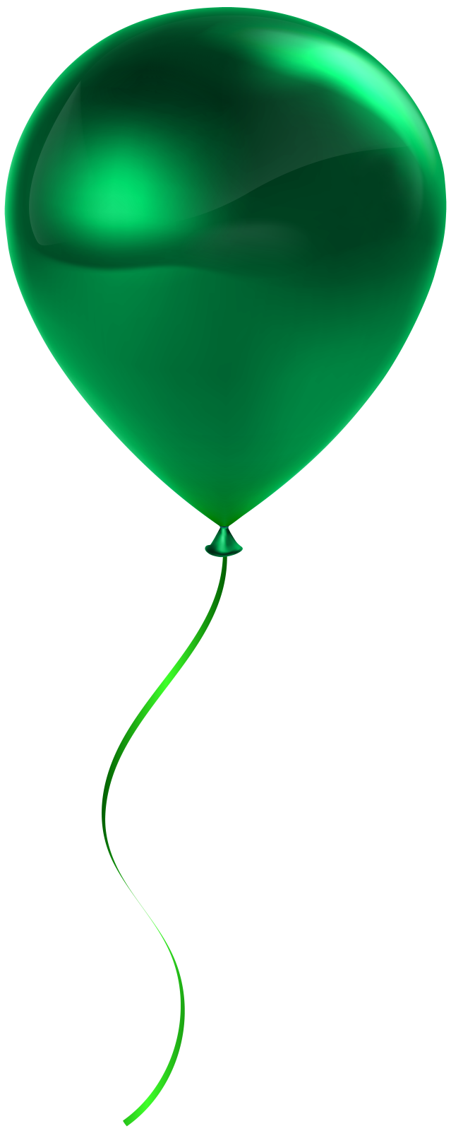 a green balloon flying in the air