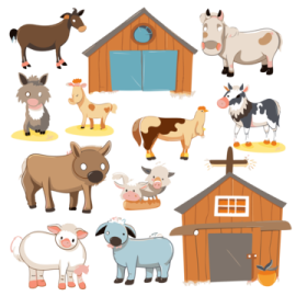 a set of farm animals