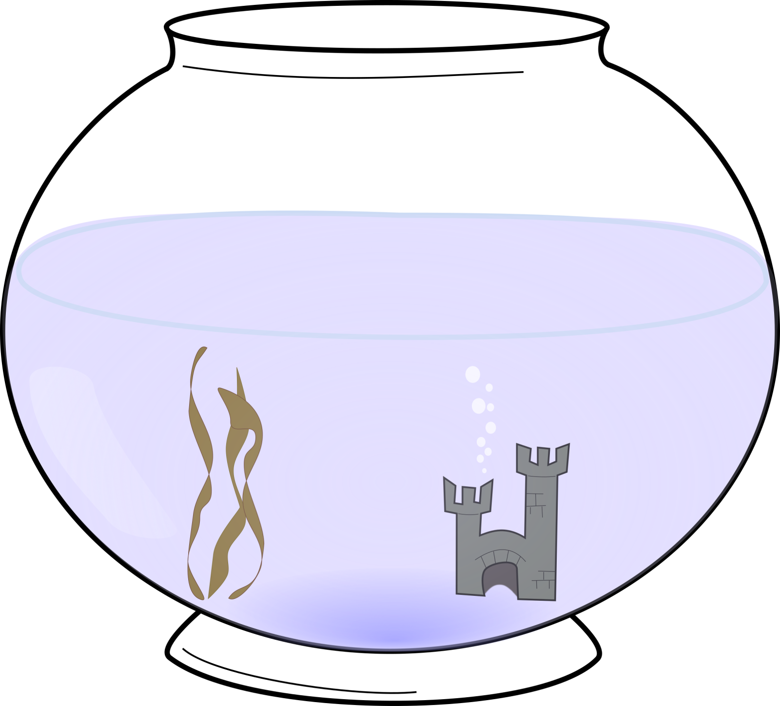 a fish in a bowl with a castle in it