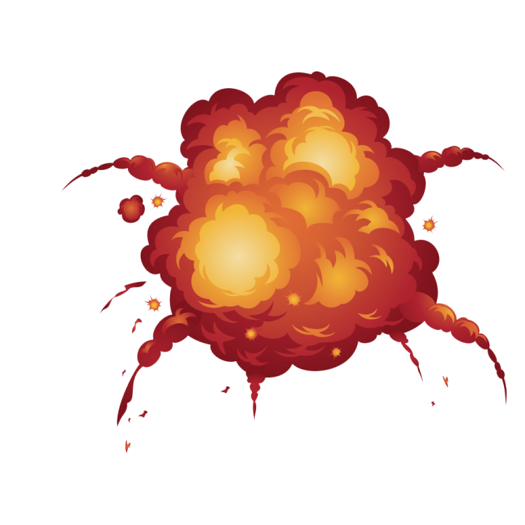 an explosion of red and orange smoke