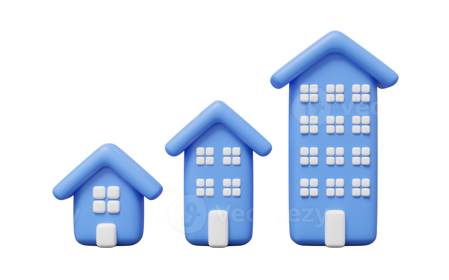 a row of blue houses with white windows