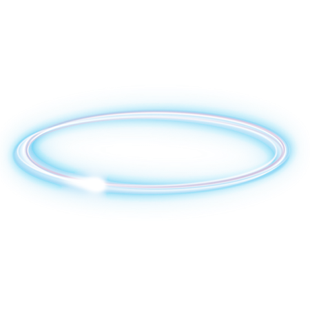a white ring with blue light on it