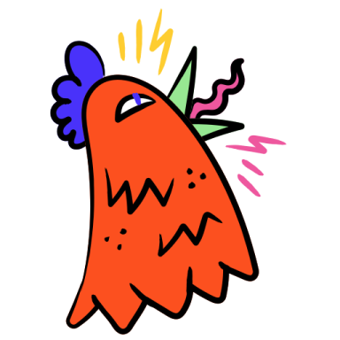 a drawing of a red bell with a blue bow