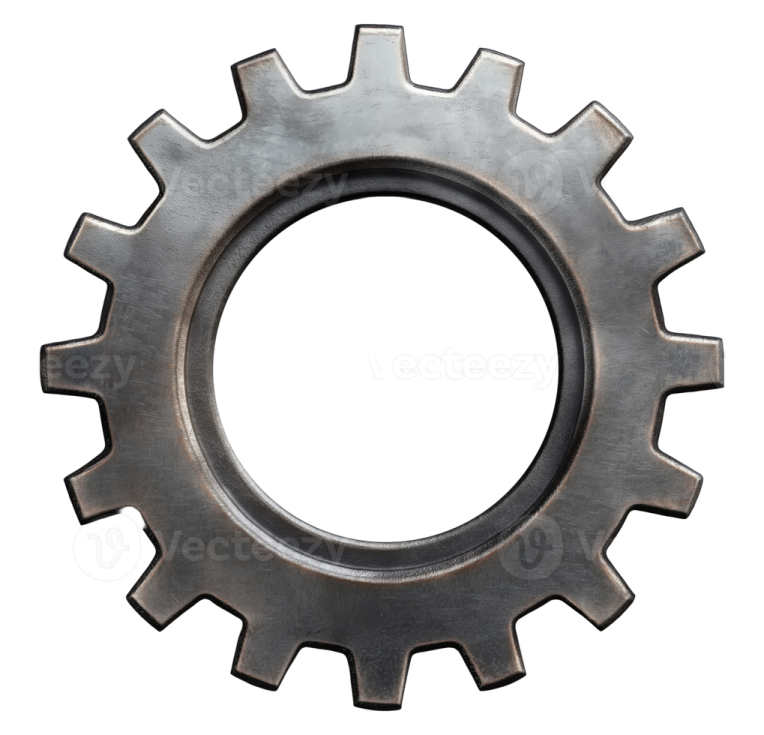 a metal gear wheel on a white background