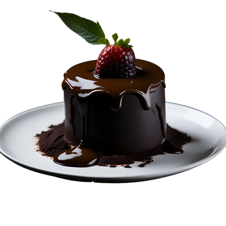 a white plate topped with a chocolate covered dessert