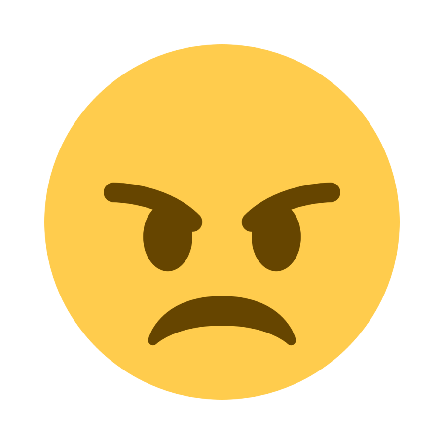 a yellow smiley face with an angry expression
