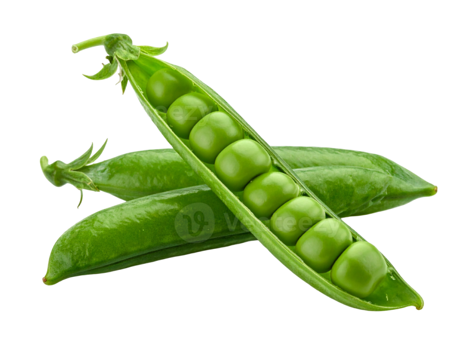 green peas on a white background
