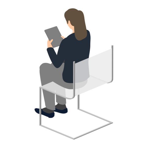 a person sitting on a chair reading a book