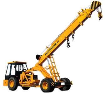 a yellow crane on a white background