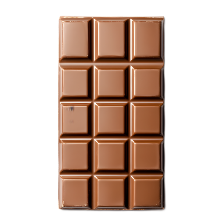 a chocolate bar on a white background
