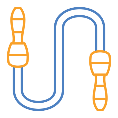 a blue and orange line drawing of a hook