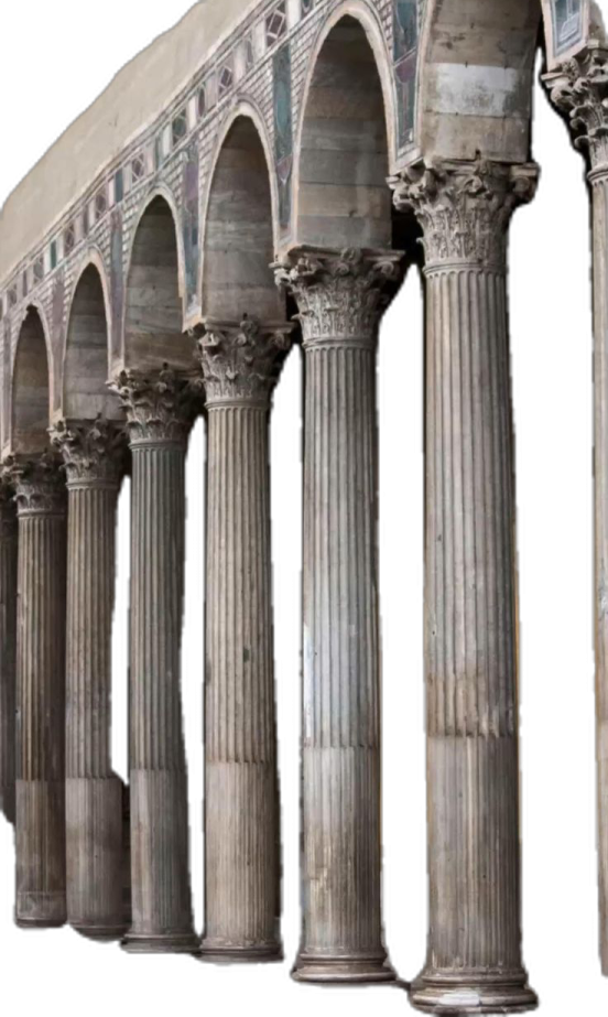 an ancient building with columns and pillars