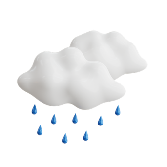 a white cloud with blue rain drops
