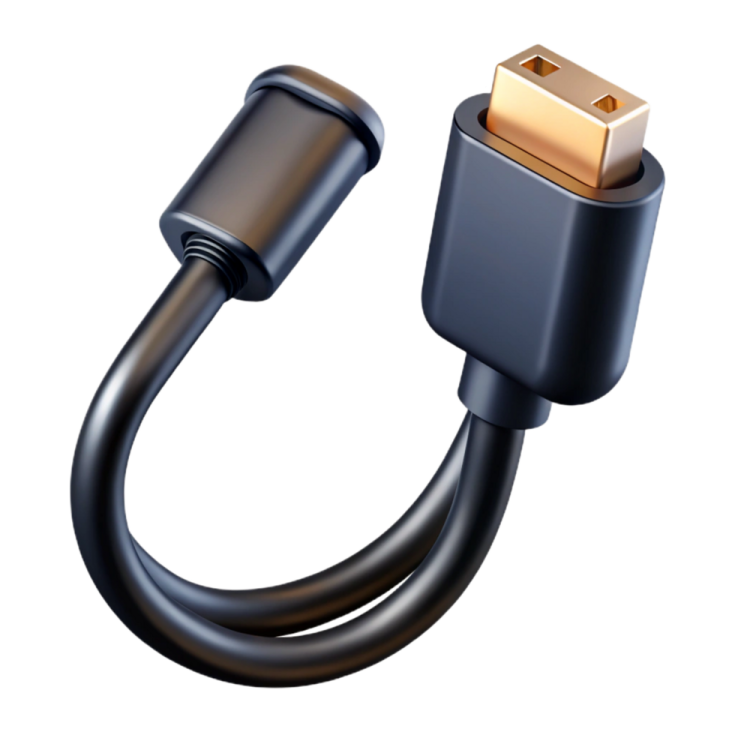 an image of a black and gold charging cable
