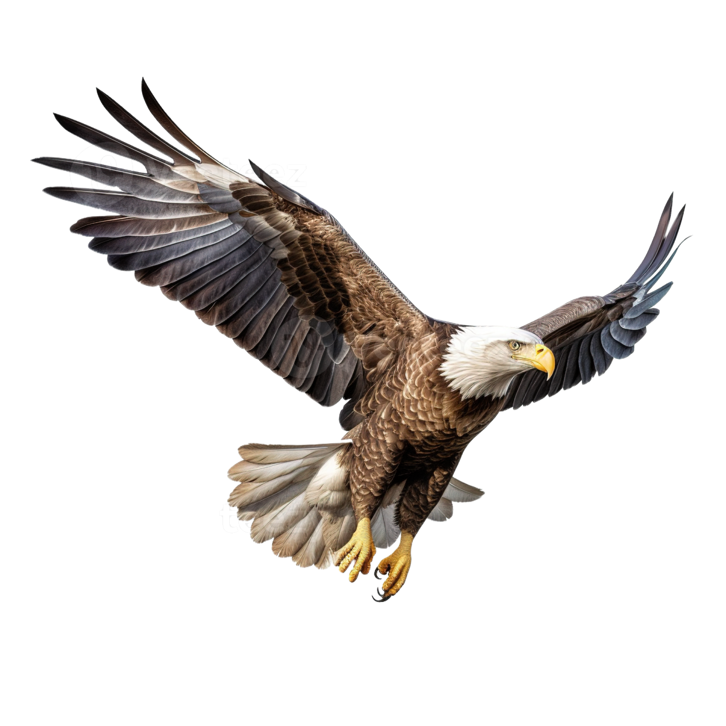 a bald eagle flying in the air