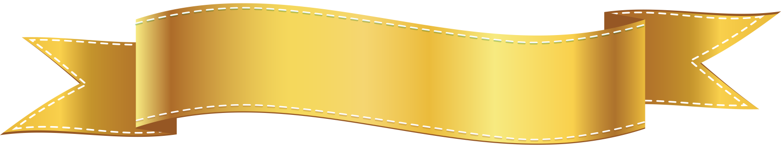 a gold ribbon with white stitching