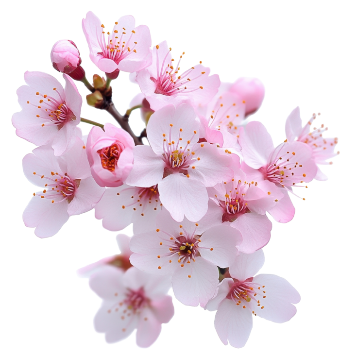 a branch with pink flowers on it