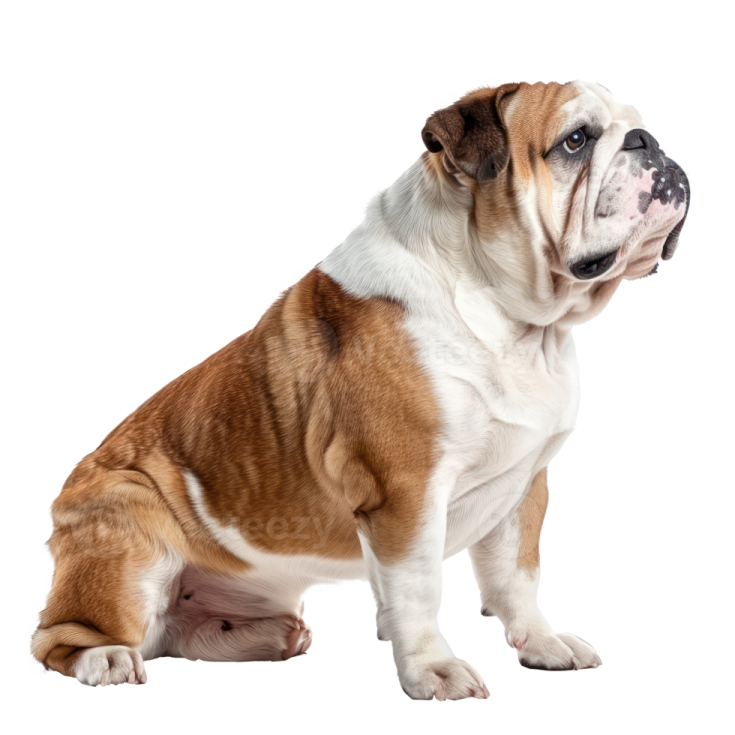 a small brown and white dog sitting down