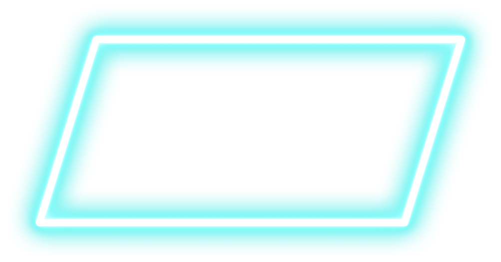 a square neon sign with a white background