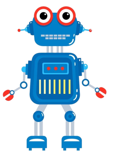 an image of a blue robot with red eyes