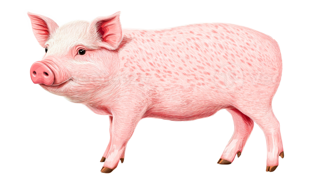 a pink pig on a white background