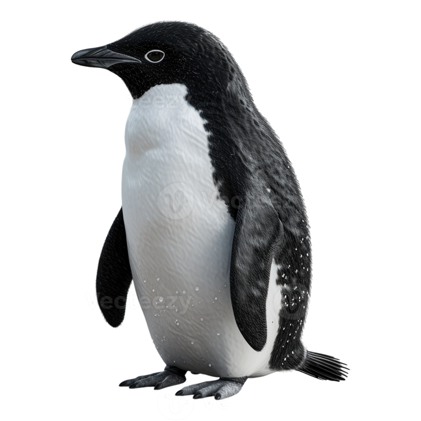 a penguin standing in front of a white background