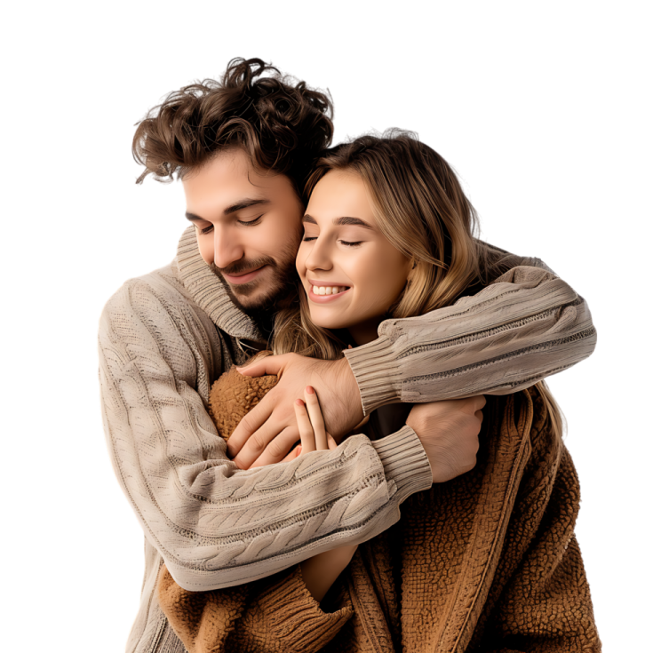 a man and woman hugging