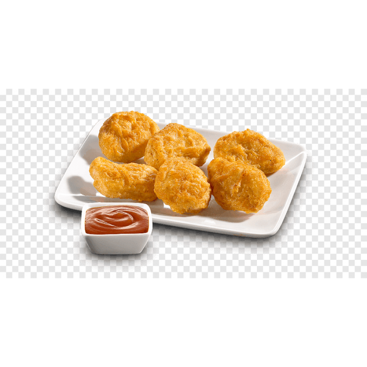 fried chicken nus on a plate with sauce