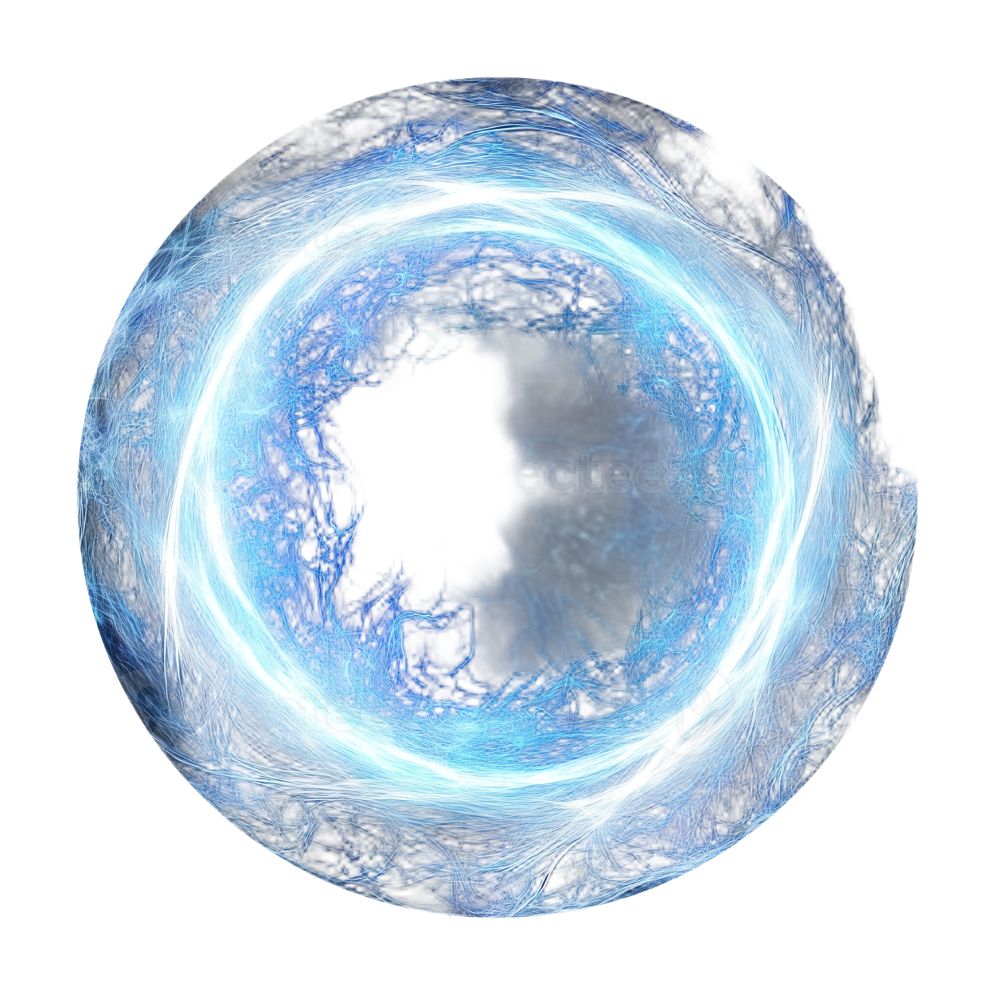 a blue fire ball on a white background