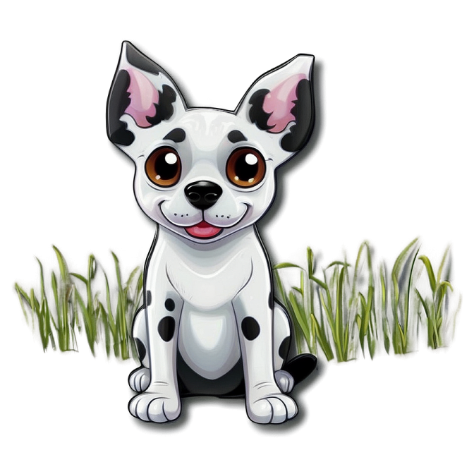 a cartoon dog sitting in the grass