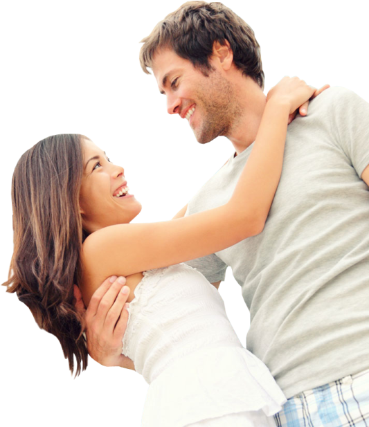 a man holding a woman's back