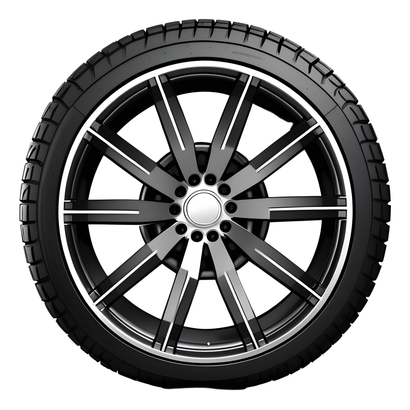 a black wheel on a white background