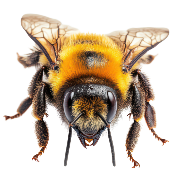 a close up of a bee's head