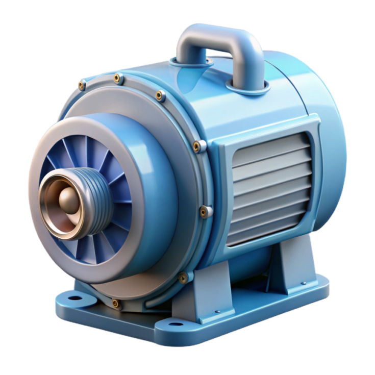 a blue pump with a white background