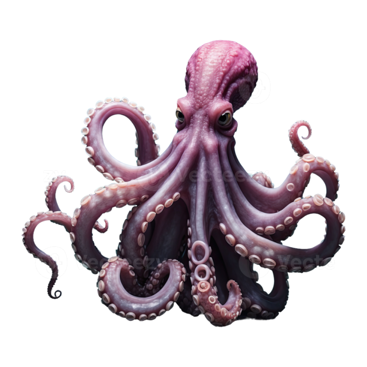 an octopus with tentacles on white background