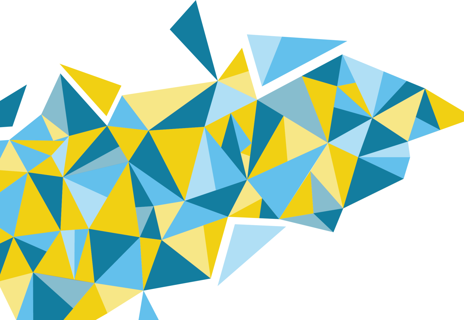 a blue and yellow abstract map with triangles