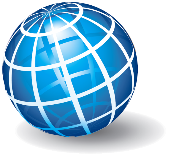 a blue globe with white lines around it