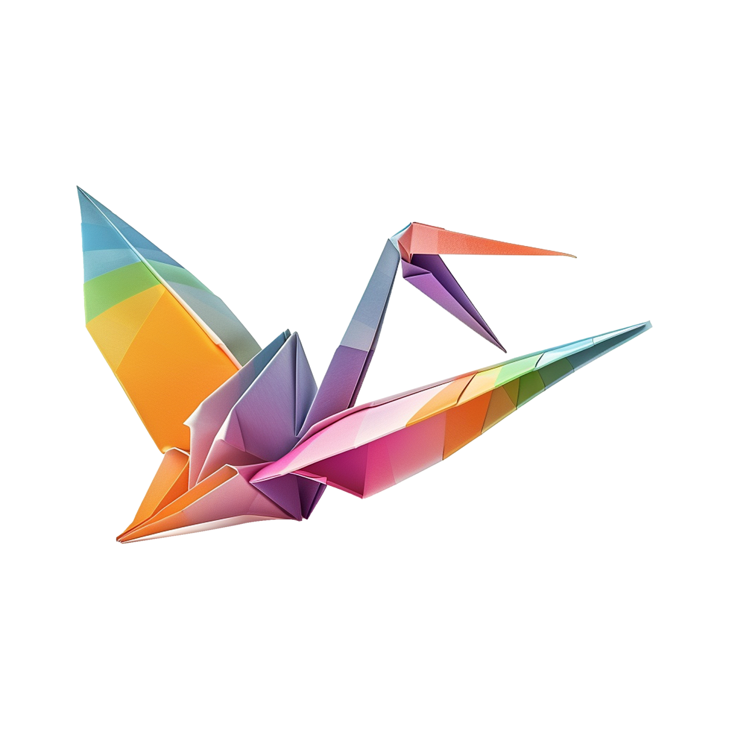 a colorful origa bird on a white background
