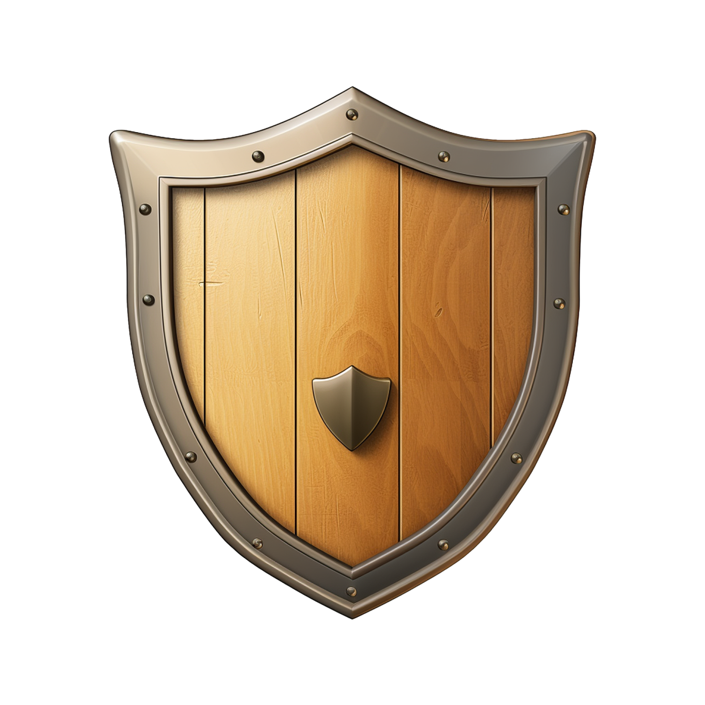 a wooden shield on a white background